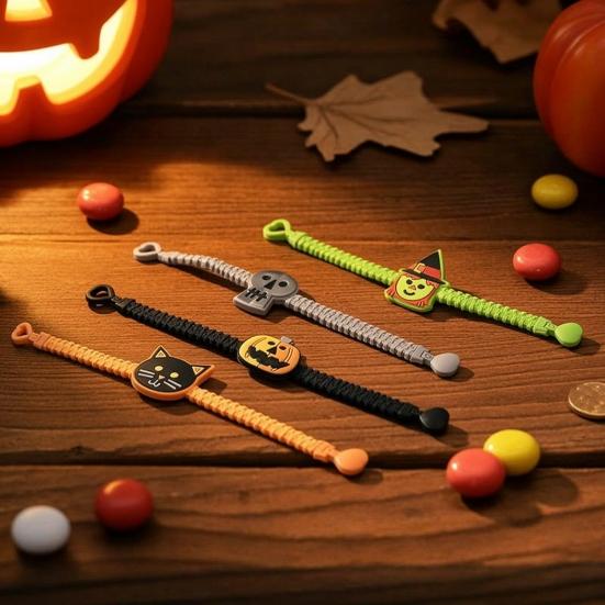 Flexible Halloween Wristbands 8 Pcs Bracelets, Adjustable Soft PVC Wrist Straps for Kids Adults, Durable Party Favors Cartoon Pumpkin Witch