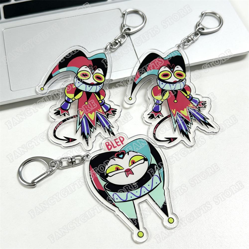 Cartoon Anime Series Helluva Blitzo Keychains Boss Keyring for Accessories Bag Pendant Key Chain Ring Jewelry Fans Friends Gifts