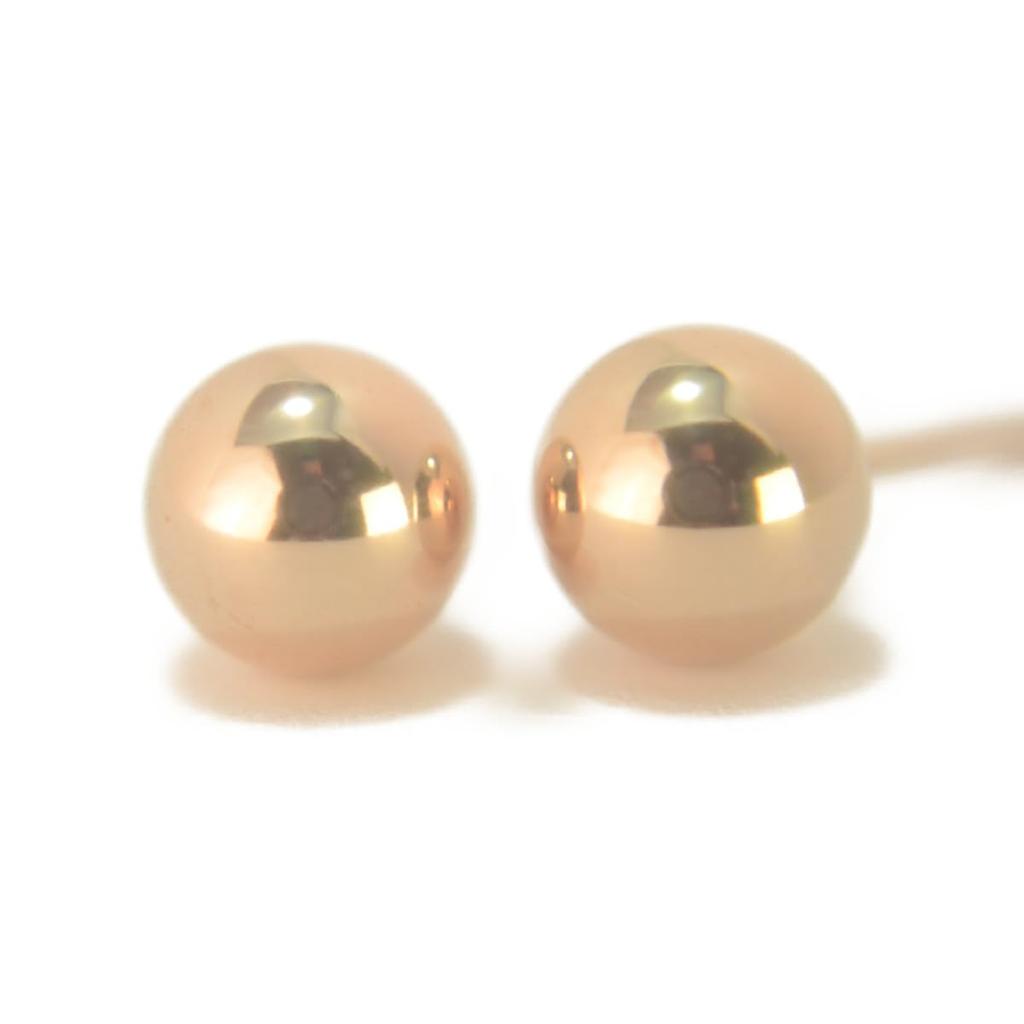 Cercei bilă rotundă din aur roz K18PG cercei bilă 5mm aur K18 aur 18k 1 pereche pentru ambele urechi Fabricat în Japonia Fără nichel yokomountain (captură montată)