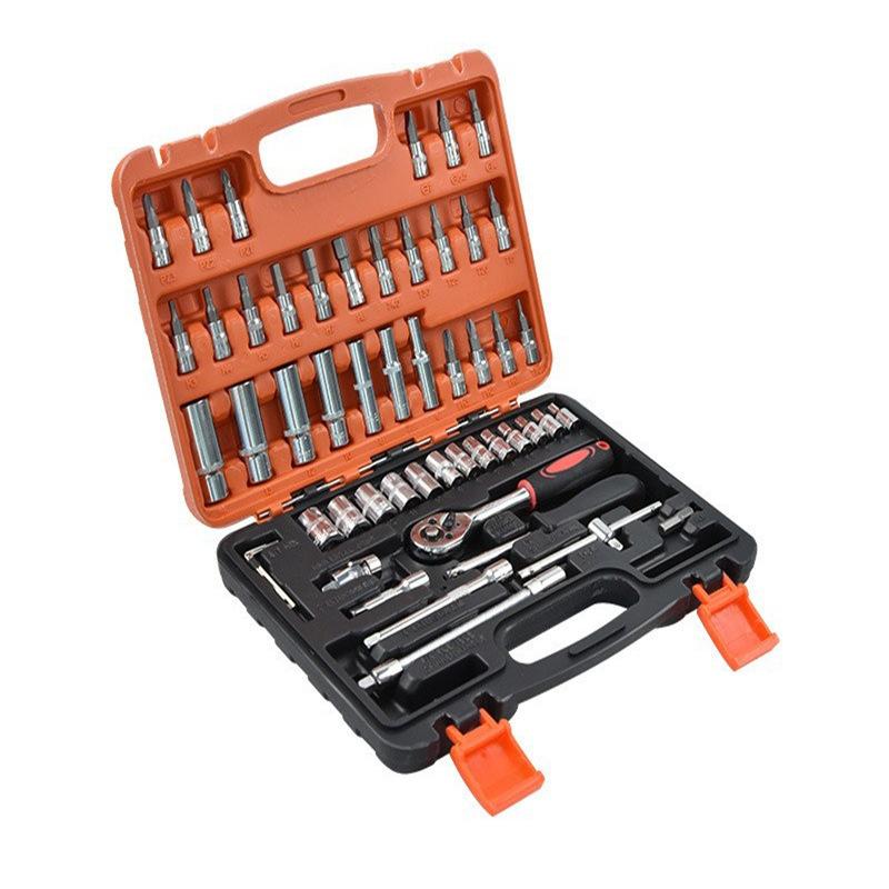 53/150pcs Heavy-Duty SAE Socket Wrench Set, Professional Mechanics Tool Kit - Garage & Roadside Emergency Repair Tools