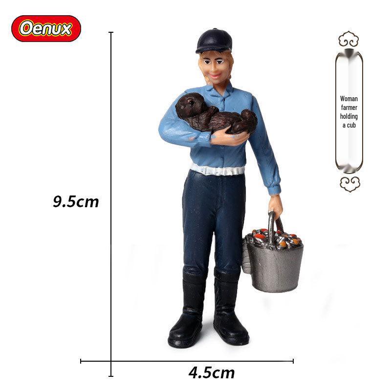 Plastic Farm Figures: Farmer, Woman, Ranch Worker, Police