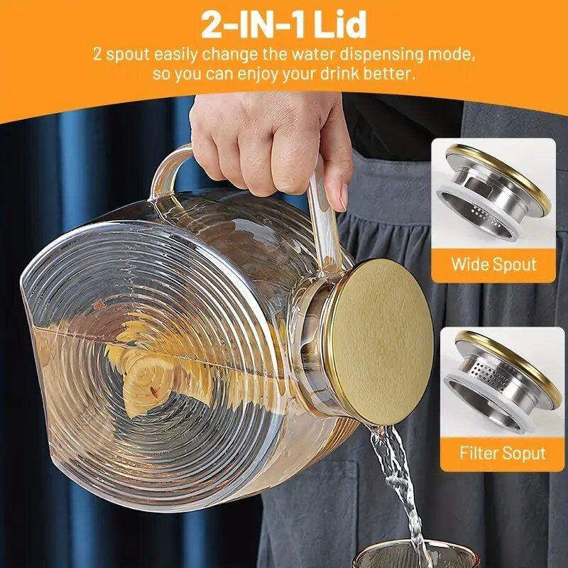 Carafa mare de apă din sticlă cu capac – Vas din sticlă borosilicată pentru frigider și uz casnic