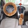 Car Steering Wheel Cover Gearshift Handbrake Cover Protector Decoration Warm Super Thick Plush Collar Soft Black Pink Women Man