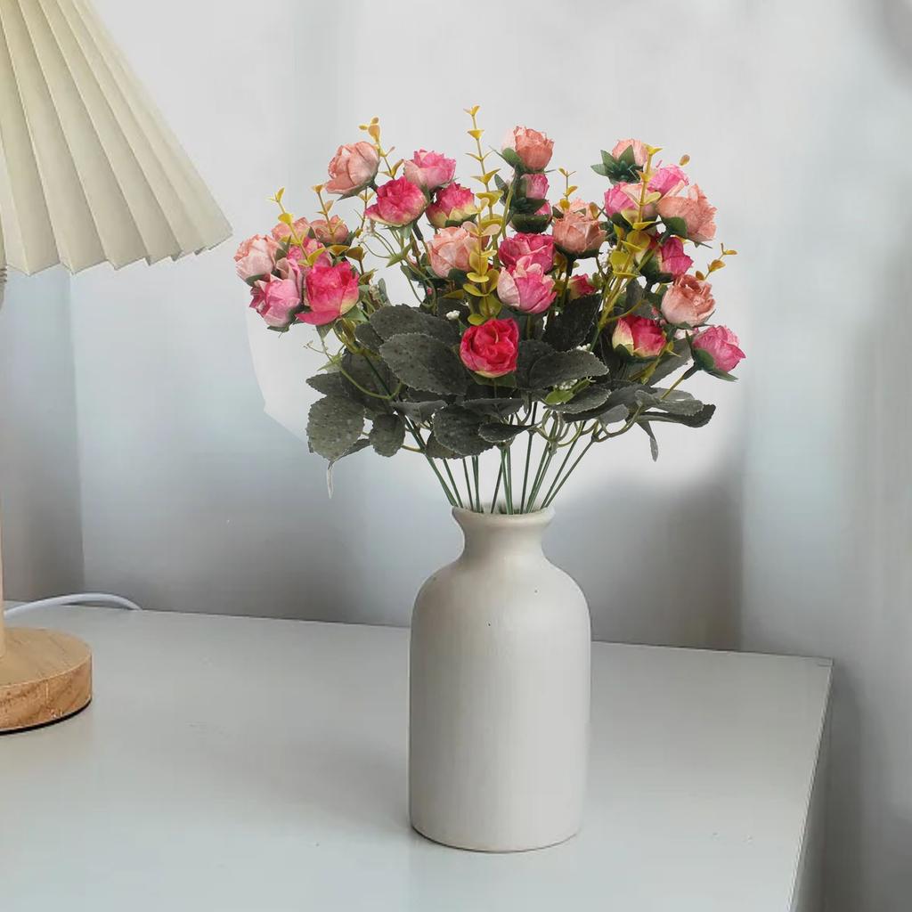7 Branch 21 Heads Leaf Rose Artificial Flowers Fake Flower For Wedding Bridal Floral Bouquet Home Table Garden Decoration