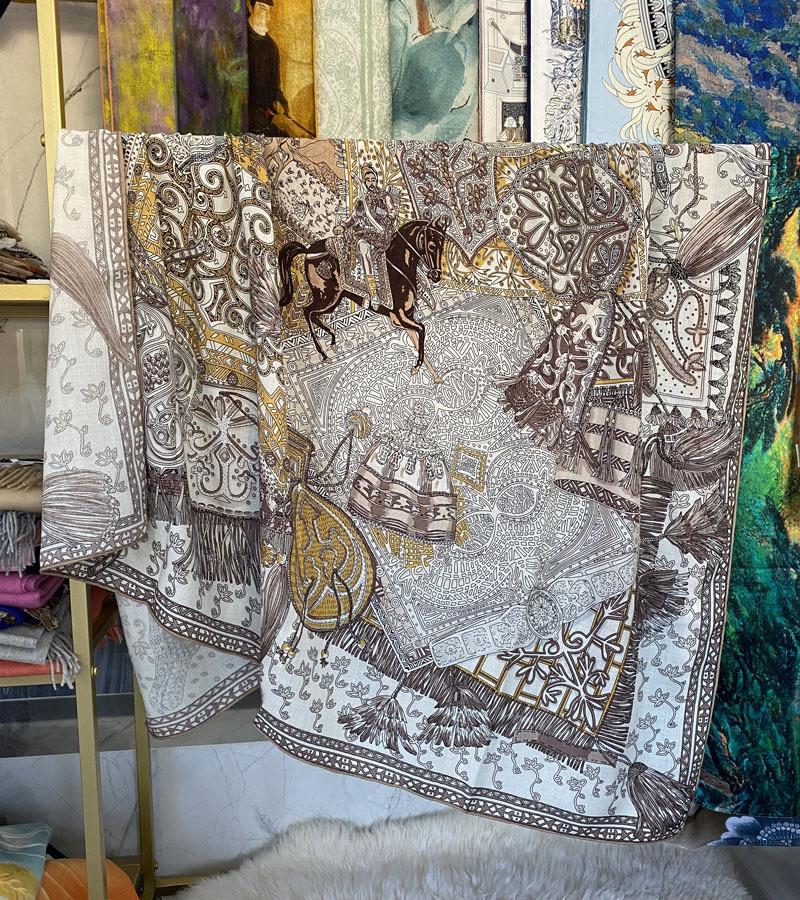 Mulberry silk 111 silk wool large square scarf collection hand-curled high-end gift silk scarf women's autumn shawl