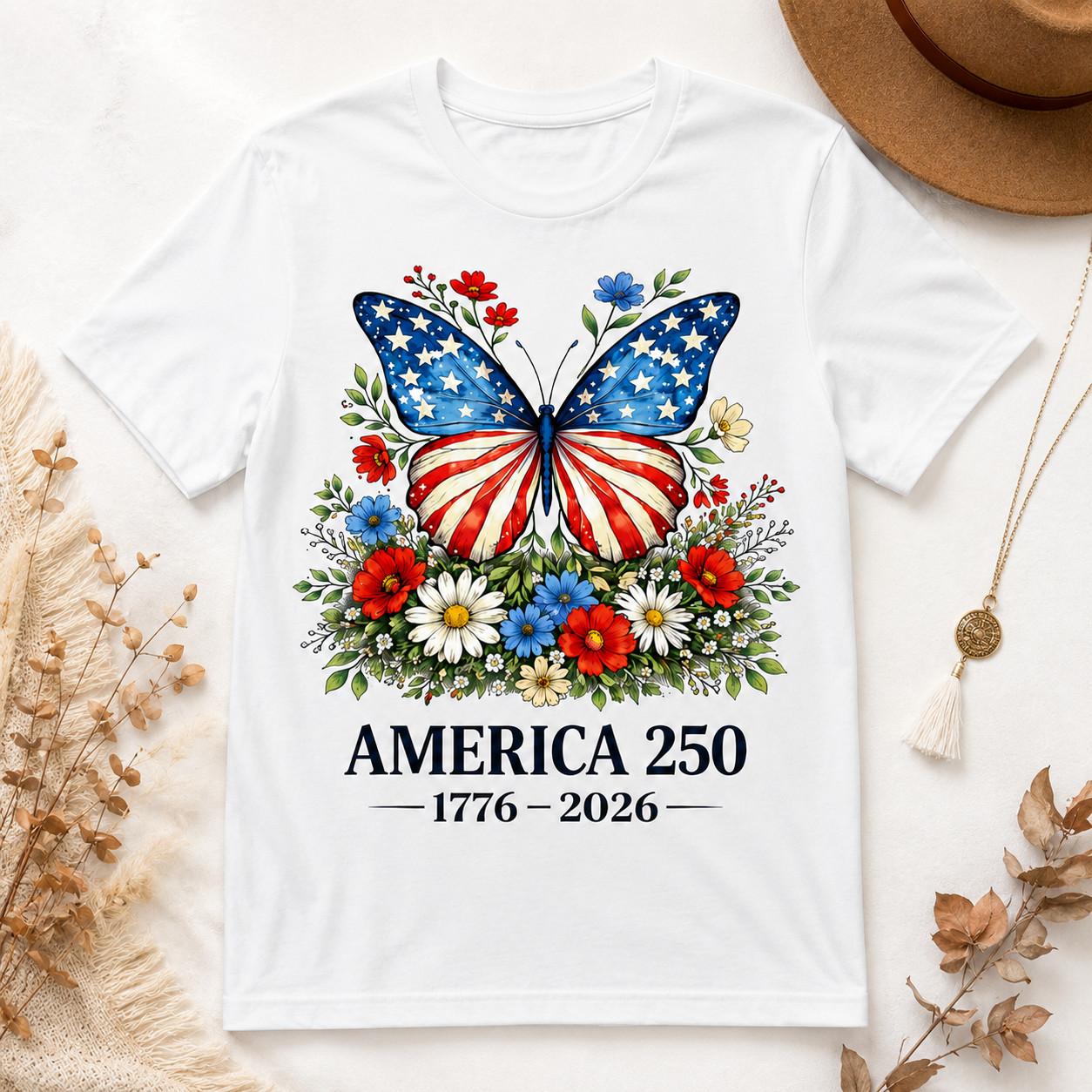Patriotic Flamingo America 250 Years Graphic T Shirt M