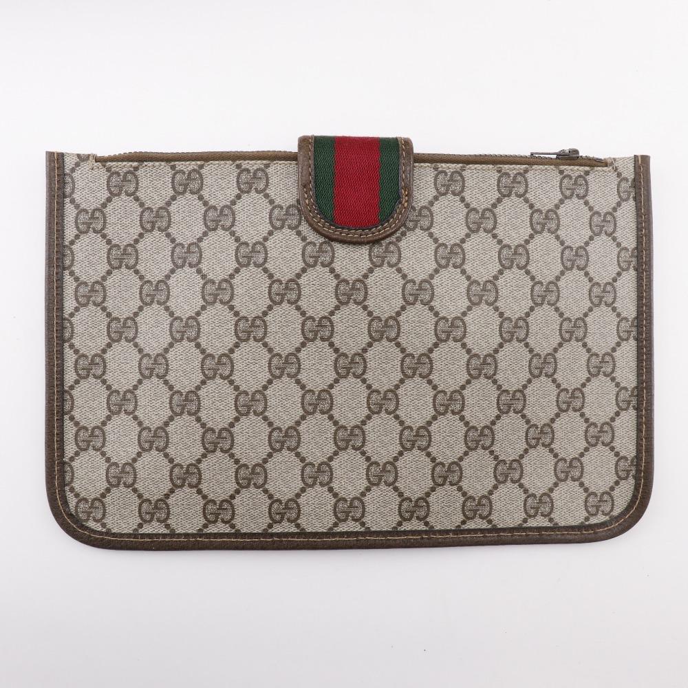 Gucci Old Gucci Handbag 02.4139.58 Sherry Line Interlocking GG Brown PVC Unisex Used
