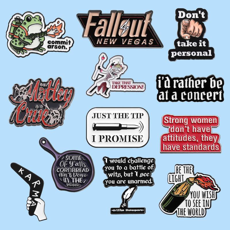 Minimalist Black And White Inspirational Phrase Cartoon Brooch Unique Accessory For All Styles