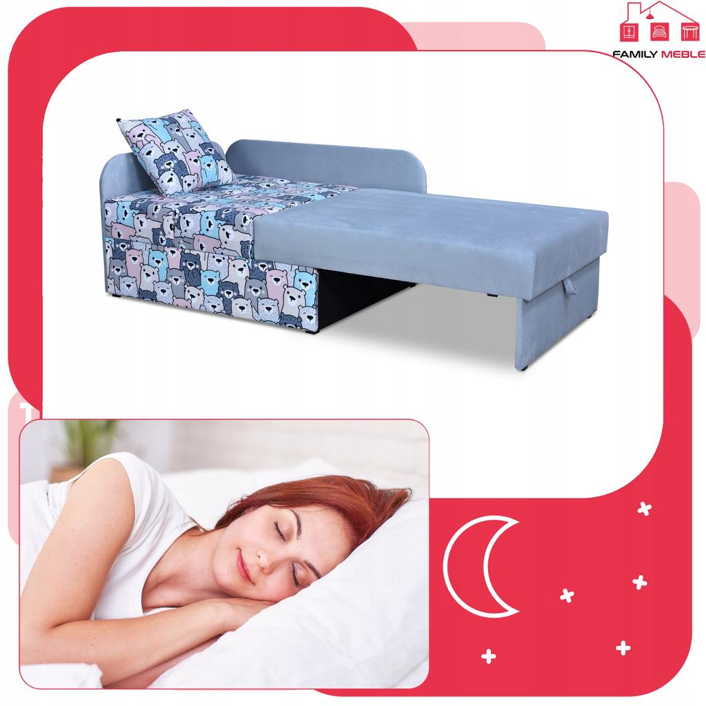 Children's Corner Sofa Bambino Extendable Container Bed Children's Mattress Kubuś