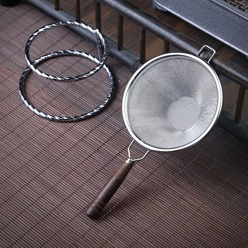 Edelstahl Tee Sieb Filter Aufgussgerät mit Holzgriff Chinesisches Gongfu Tee Set Zubehör Werkzeug für Tasse Kanne Aufbrühen Geschenk