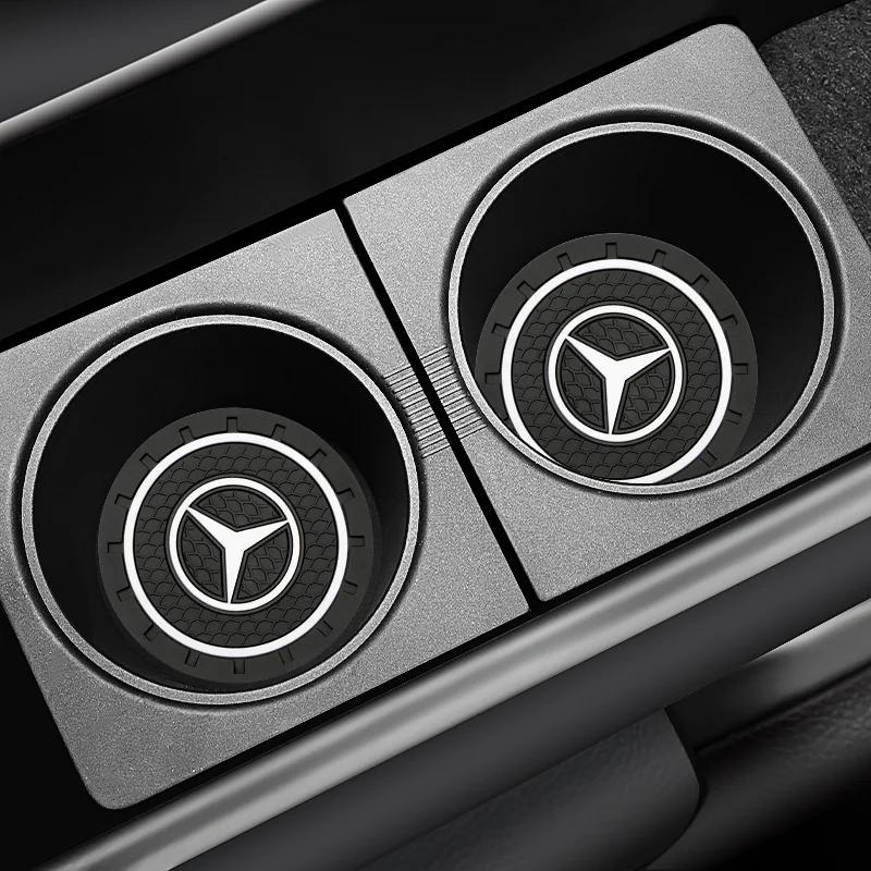 Autoaufkleber 2 Stück Silikon Auto Untersetzer Wasserbecher Flasche Anti-Rutsch-Pad Anti-Rutsch-Matten für Mercedes Benz AMG C200 C260 C300 W108 W12