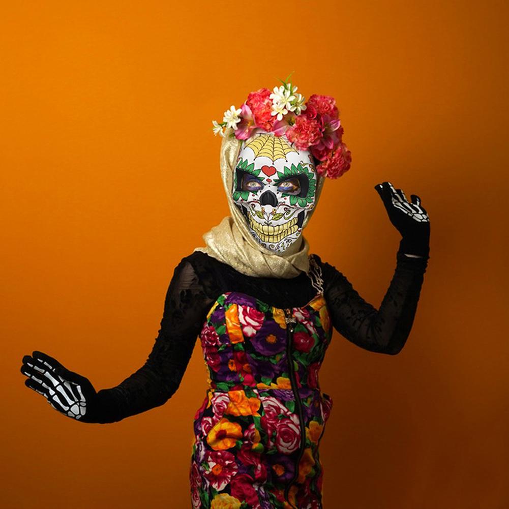 Scary Skull Print Mask Mexican Day of the Dead Mask Halloween Costume Mask Halloween Masquerade-Bones Costume Supplies