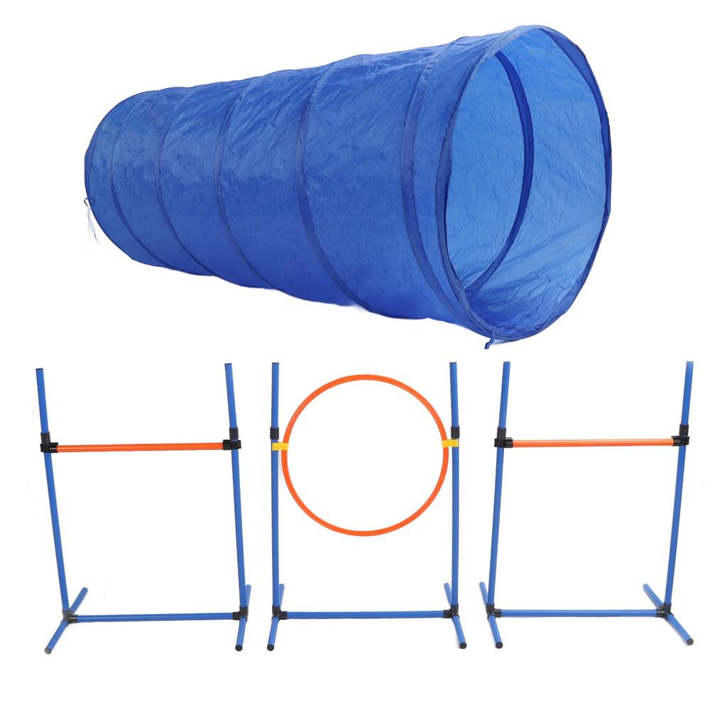 Dog Agility Training Equipment Collapsible Tunnel Jump Ring Poles Dog Obstacle Training Kit for Yard Outdoor