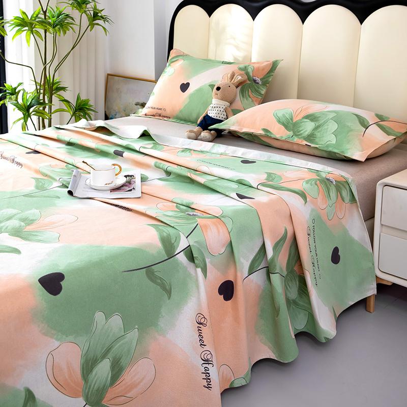 Cotton Thickened Bed Sheet Plant Flowers Printed Single Double Top King Sheets Pure Cotton Single Size Kids Bed Linen "
