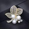 Hollow Leaf Pearl Brooch: Elegant Women's Versatile Coat Accessory