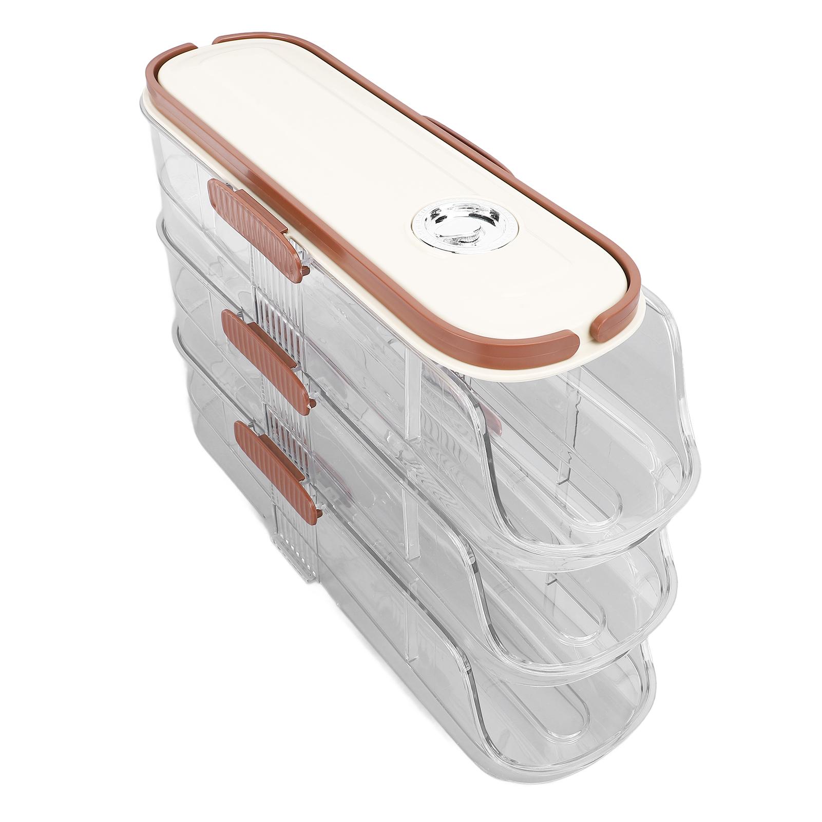 

3 Layer Automatic Rolling Egg Storage Box Egg Organizer Egg Storage Container with Lid for Refrigerator Single Row