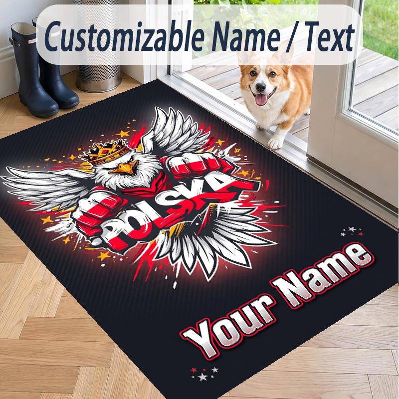 Custom Text Printed Rug Poland Non Slip Floor Carpet For Home Room Decor