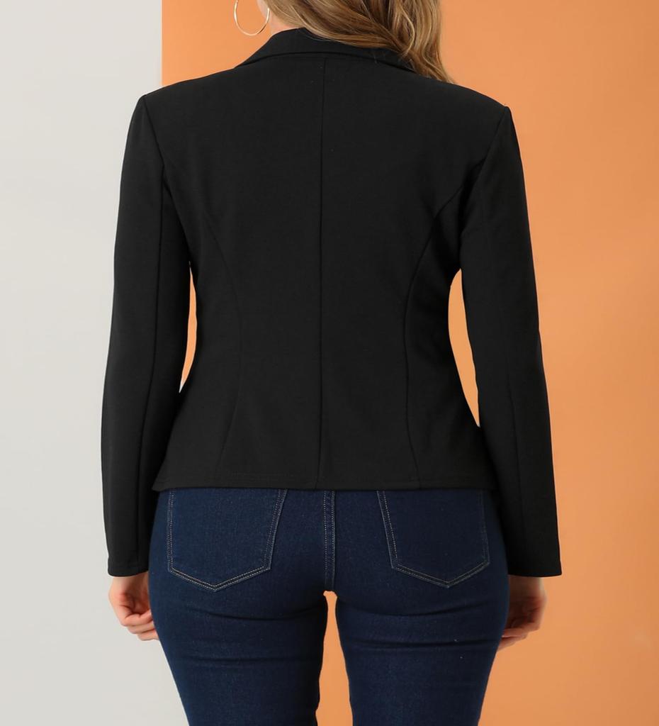 Allegra K Women's Stretch Suit Blazer, Black, Size XS, for Business, Commuting, and Office Use