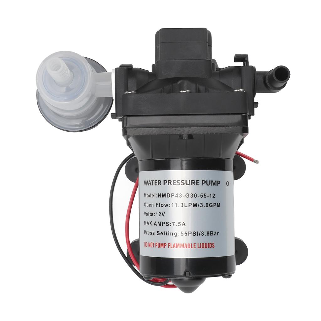 Self Priming DC Diaphragm Pump 12V 11.3LPM 3.0GPM Rated Flow Auto Cut Off Energy Saving for Car Wash