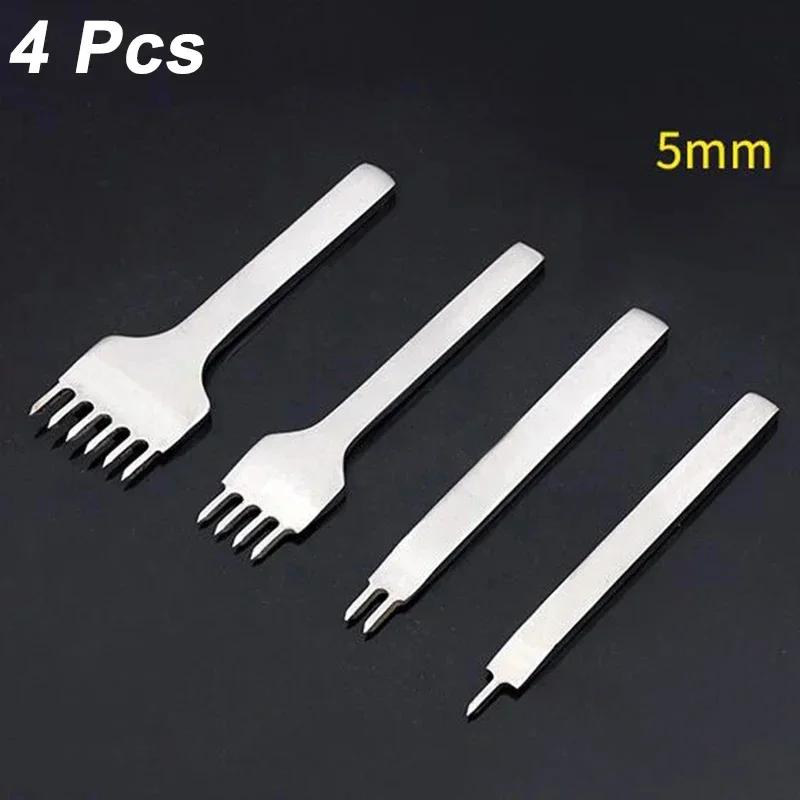 1/2/4/6 Holes Fork Row Hole Punch DIY Leathercraft Tools Hand Piercing Stitching Punching Tool Leather Row Hole Punching Tool