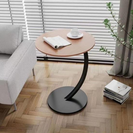 Round Side Table Modern Couch Sofa Bed Small C-Shaped End Table Office Living Room Bedroom Bedside Coffee Desk Multifunctional Nightstand