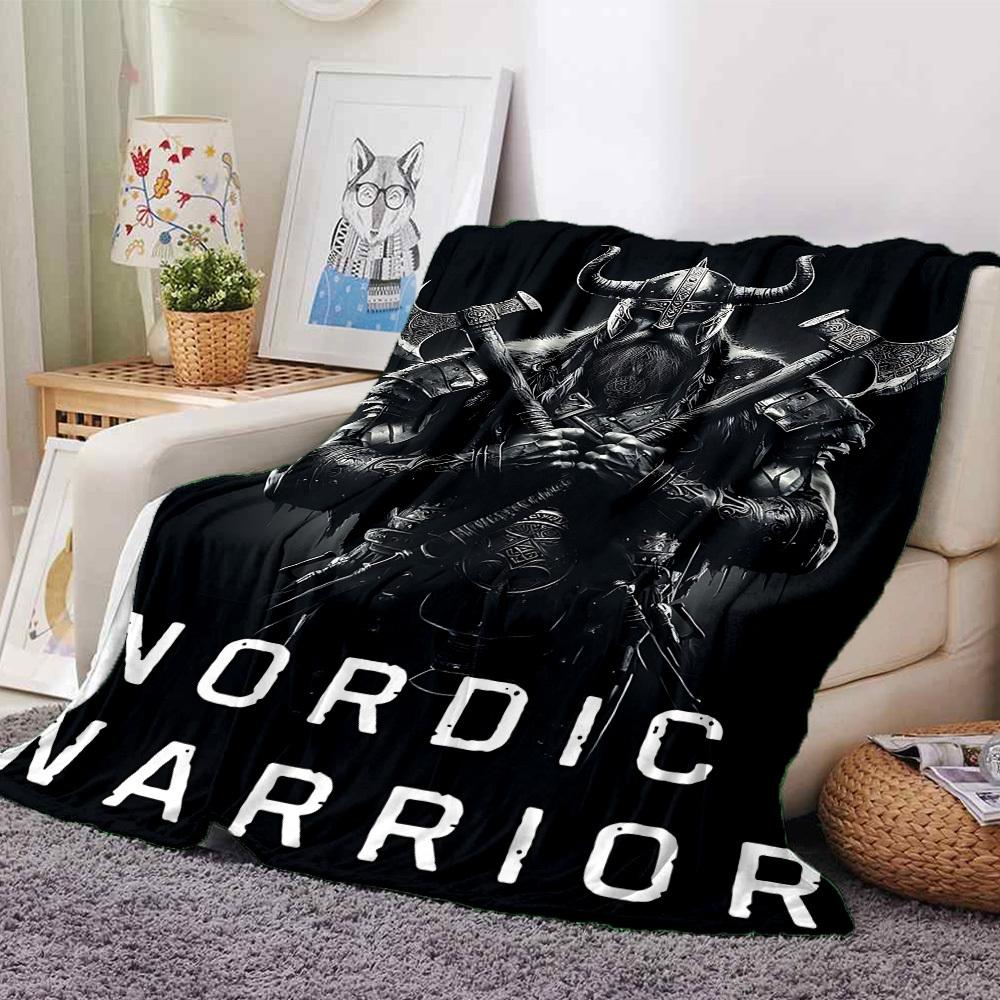 

1pc Nordic Warrior Throw Blanket - Soft Flannel, Cozy All-Season Polyester Perfect for Home, Office, Bedroom - Ideal Gift s1204 80cmx120cm(31inx47in)