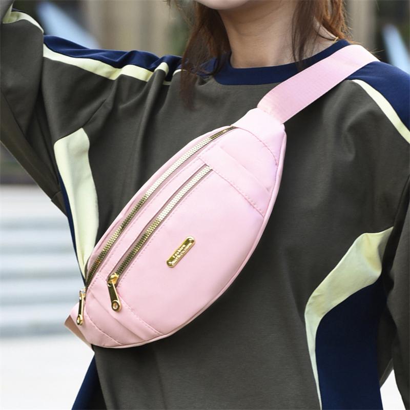 Waist Bags for Women Polyester Leisure Color Waist Bag Shoulder Crossbody Chest Bags Handbags All-Match Messenger Belt Bags