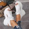 Sandales compensées d'été pour femmes, tige élastique tissée respirante, sandales confortables à lacets et bout ouvert, chaussures décontractées à talons hauts et semelles souples