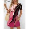 New Summer Women's Dresses Casual Short Sleeved Round Neck Abstract Pattern Printed Loose Dress