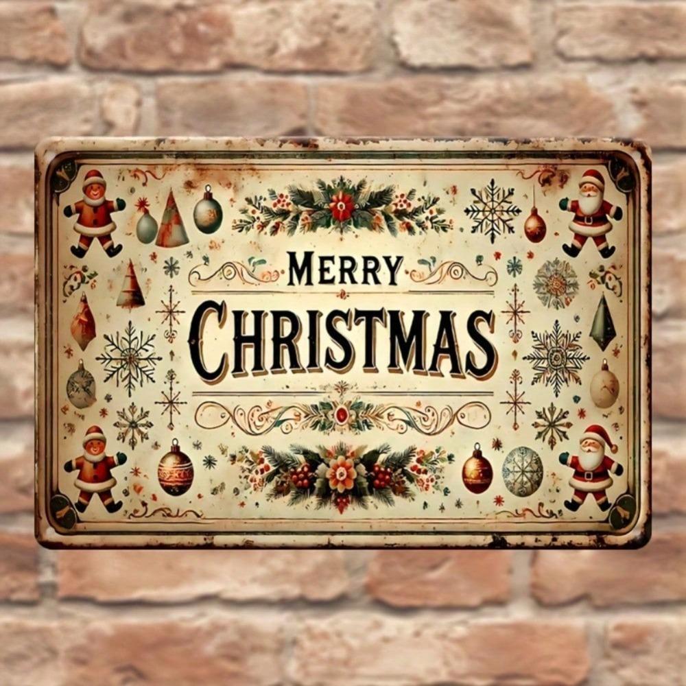 Vintage Santa Claus Metal Tin Sign Wall Art Christmas Rustic Holiday Decor Indoor Outdoor 11.9x7.9 Inch 2D Flat