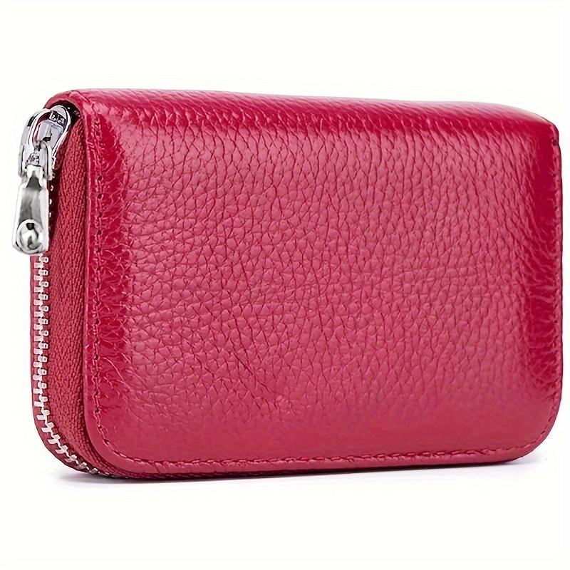 2024 Ny Stöldskyddad Borstad Korthållare Tvålagers Äkta Läder Kreditkortsplånbok med Dragkedja 14 kort Kortfack