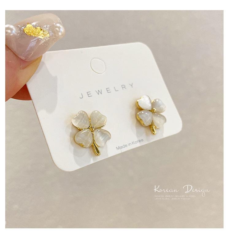 Náušnice s jehlou ze stříbra S925 s kočičím okem a perlou, dlouhé s mašličkou - Retro a všestranný styl pro ženy