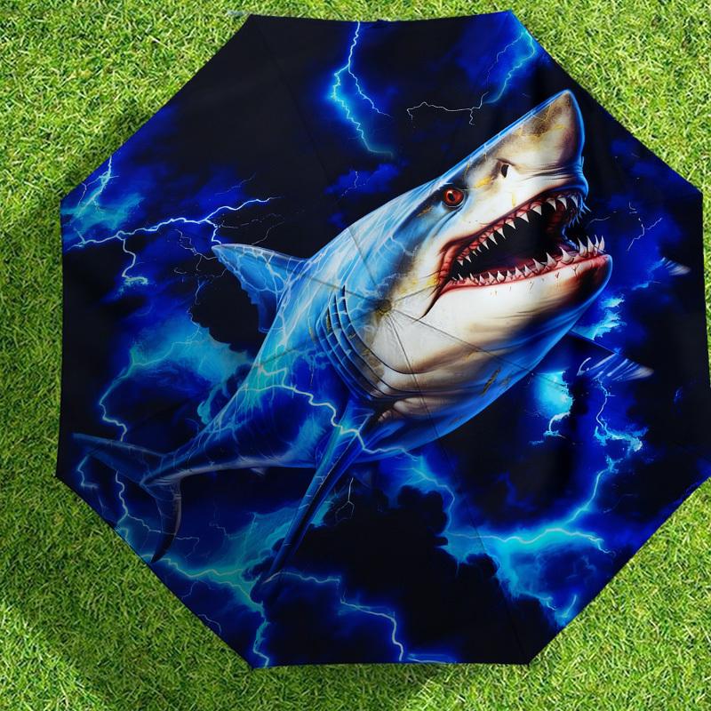 1pc Electric Shark Pattern Umbrella Design Automatic Opening and Closing Umbrella, High-quality Travel Umbrella,  C1128243