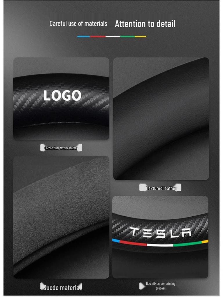 Tesla Model 3 Ultra-Thin Suede Carbon Fiber Steering Wheel Cover