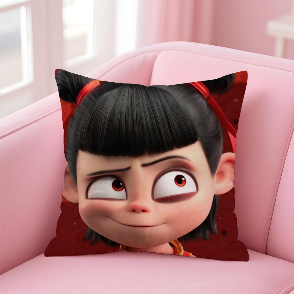 Animated Movie Nezha Cushion Cover Comfortable Reversible Pillow Cover Ideal for Car Sofa Bedroom & Beyond