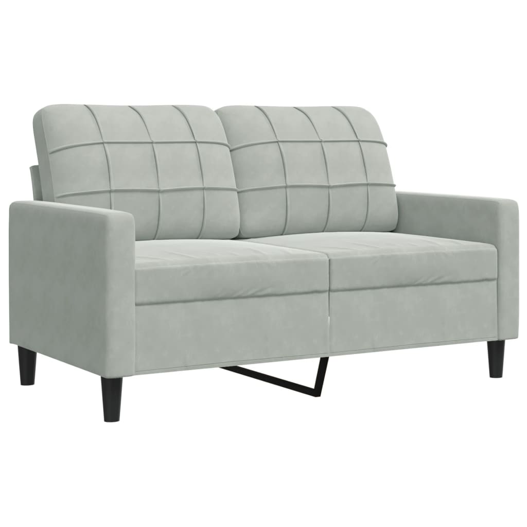 2 Piece Sofa Set with Cushions Light Grey Velvet