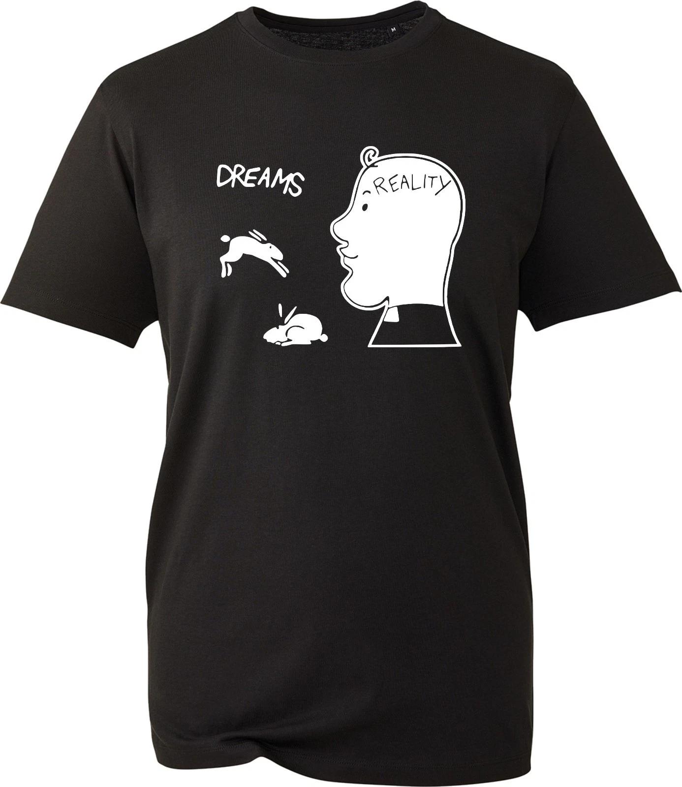 

Dreams vs Reality Funny Shirt Minimalist Rabbit Graphic Sarcastic Gift T-Shirt S