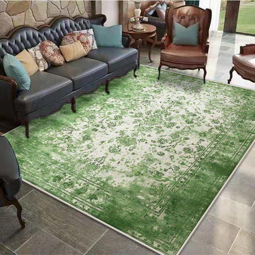 Green Persia Carpet Living Room Decoration Bedroom Non-slip Floor Mat Easy Clean Sofa Area Lounge Rugs Washable Entrance Mats