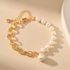 Creative 18k Gold Plated Pearl Splicing O Chain Personalized Women Bracelet