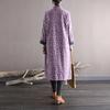 Johnature Women Loose Padded Dress Vintage Print Floral Stand Long Sleeve Dresses Winter Chinese Style Casual Clothing