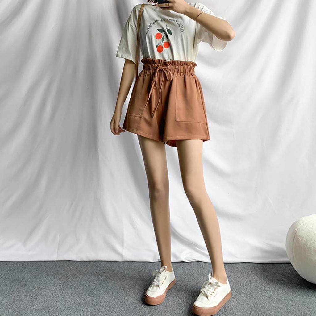 Summer Elegant High Waist Shorts Women Casual Solid Wide Leg Loose Short Pants Bottom Pocket Trousers A-line Pants