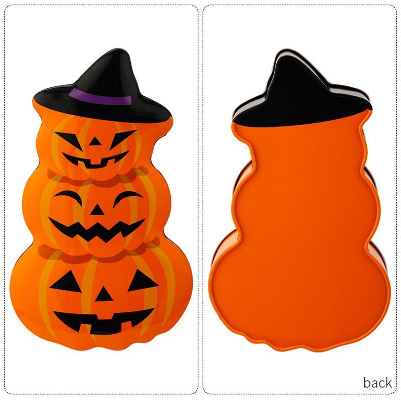 Halloween Pumpkin Stacked Tinplate Storage Box Lightweight Leakproof Cookie Holder for Kitchen Counter Decoration