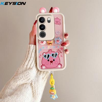KEYSION Custodia con orecchio carino e cartone animato 3D per VIVO V29 5G con bracciale, cover posteriore in morbido silicone antiurto per telefono per VIVO V29 5G