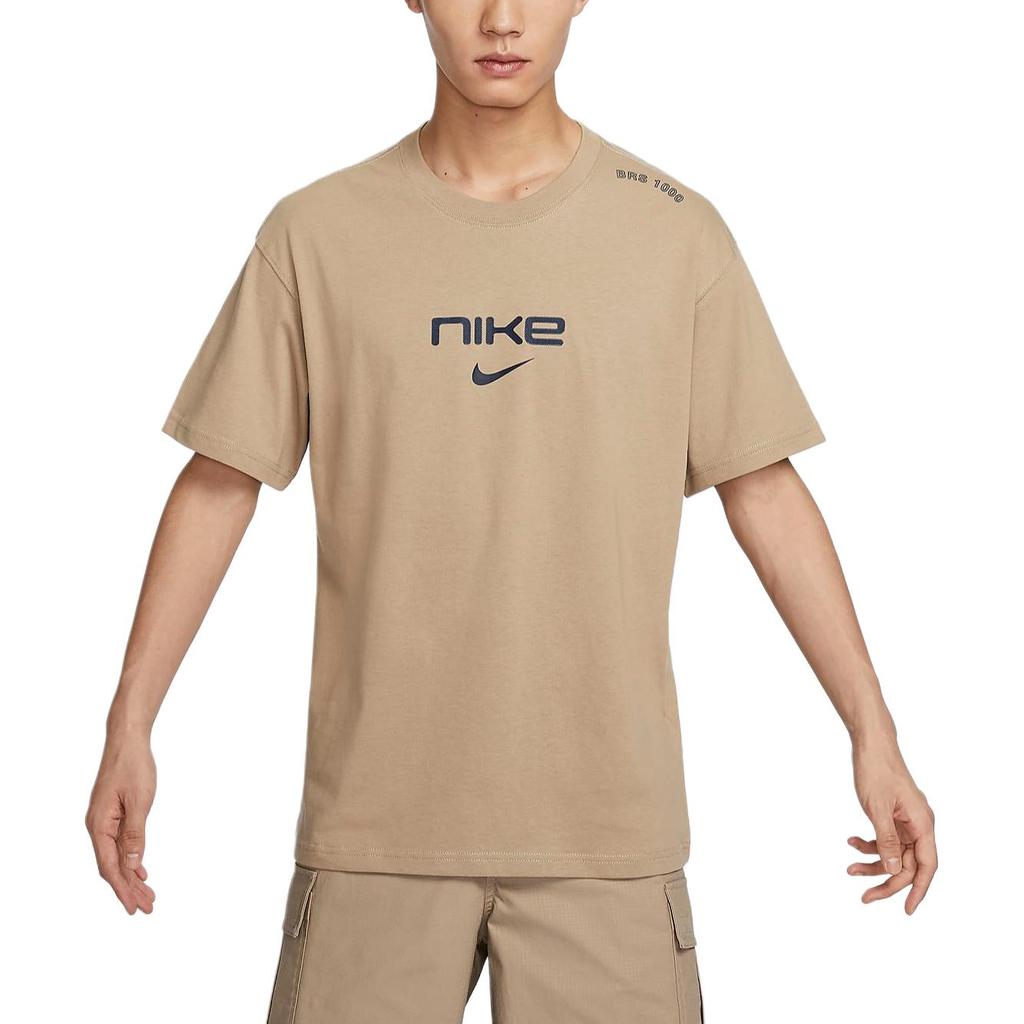 Nike T Shirts Men's Khaki Crew Neck Moderate Straight Fit FZ5416-247
