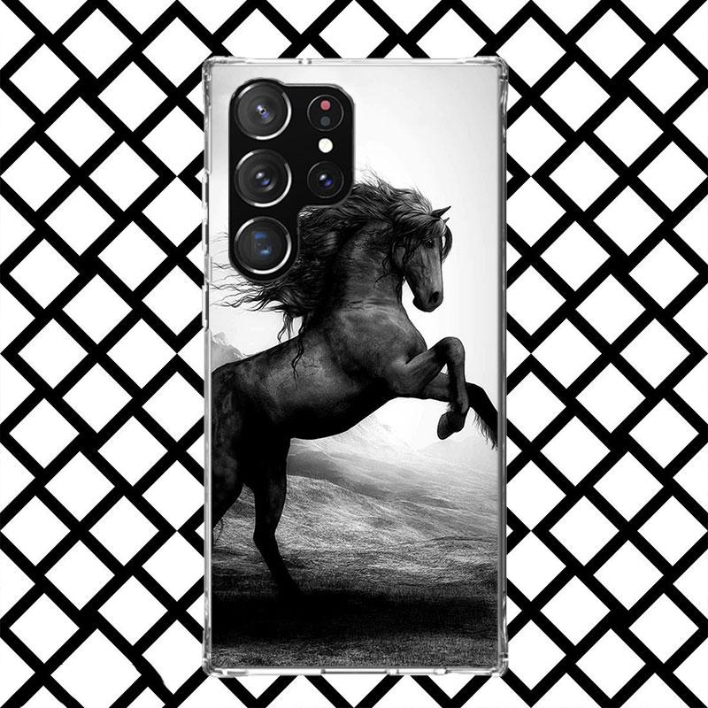 Black Horse Galloping Phone Case for Samsung Galaxy S26 S25 Edge S24 S23 Ultra S22 Plus S21 FE S20 + Soft Cover Print Fundas Gal