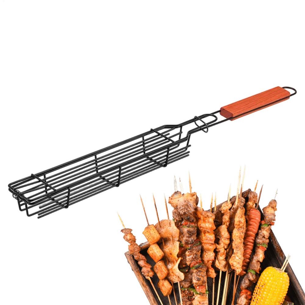 Hot Dog Griller Food Roasting Clamp Rack Hot Dog Barbecue Holder For Steak Sausage Meat Vegetable Outdoor Camping Party красный