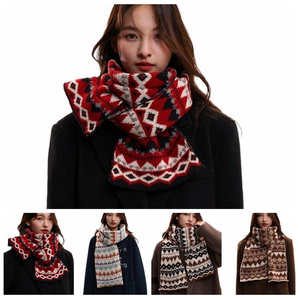 Korean Style Women Scarf Jacquard Woolen Neckerchiefs Fashion Winter Knitted Scarves  Gifts