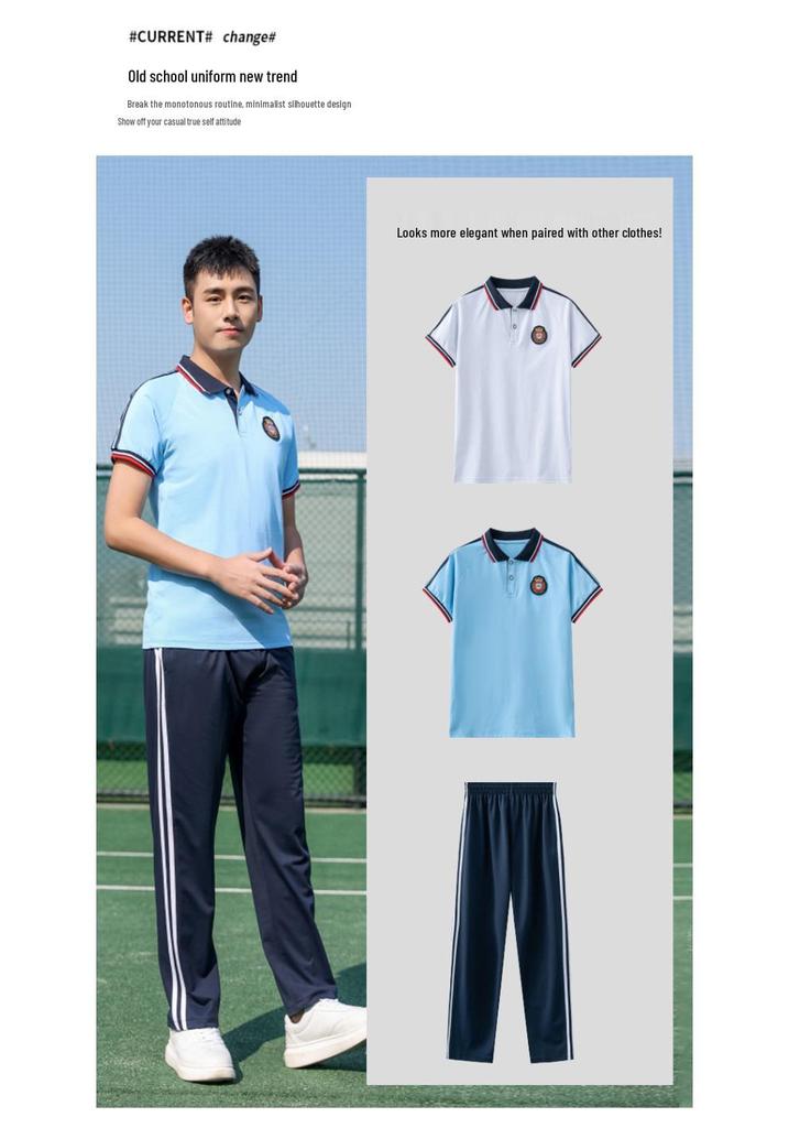 2023 Summer School Uniform Sports Set - Unisex Casual Short Sleeve Breathable Running Outfit