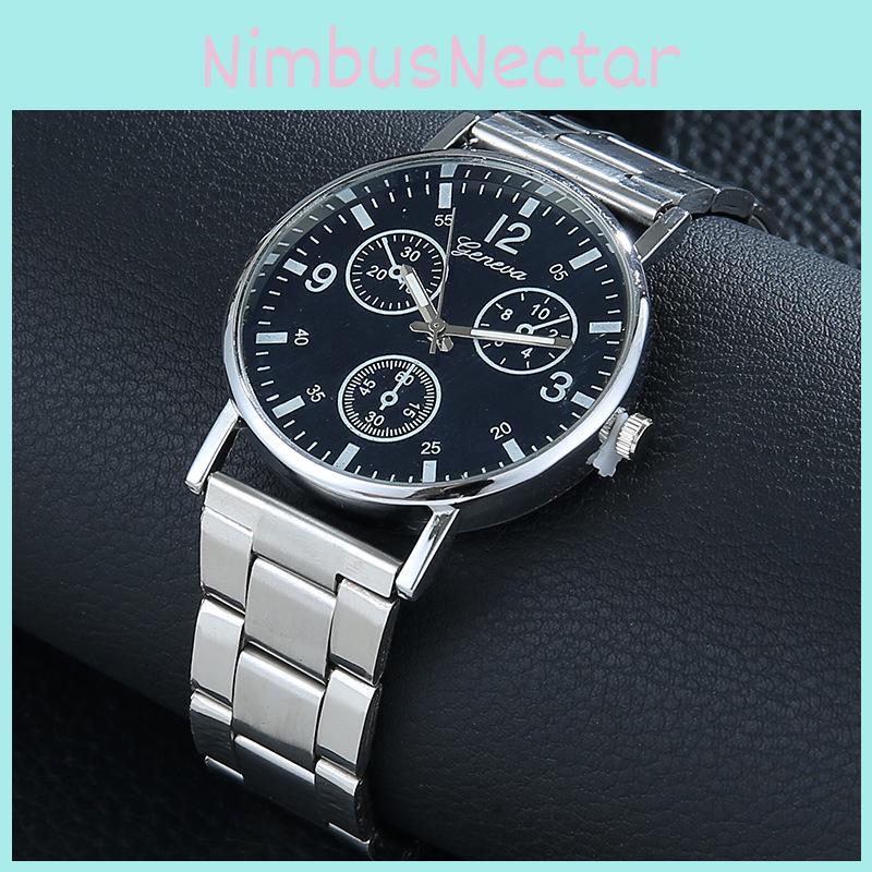 Men's Casual Blue Light Three-eyed Steel Strap Watch Quartz Movement Fashionable Gift Wholesale