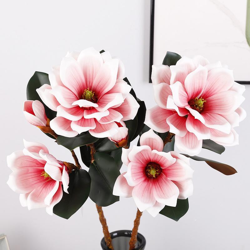 3D-Gefühl Baumwoll-Magnolienblüte Heimfotografie Dekoration Blume Weiches Hochzeitsornament Kunstblume